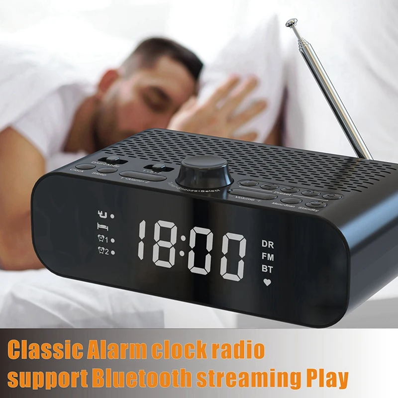 Rise-dab/fm Clock Radio With Bluetooth Streaming Play Portable Led Display Dual Alarm Clock Hi-fi With Woofer Unit - Radio - AliExpress