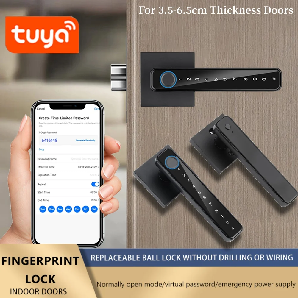 Tuya Wifi Electronic Smart Door Lock with Password Biometric Fingerprint  Security Door Lock Anti Peeping Unlocking Keyless Lock - AliExpress