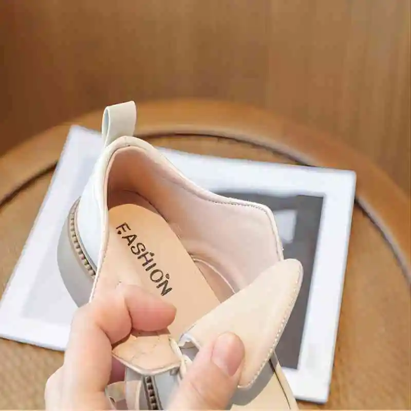 Children Leather Shoes Girls Metal Button Princess Leather Shoes Round Toe Non-slip Soft Sole Loafer Size 23-36 6