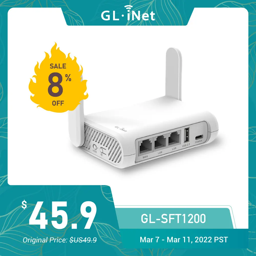 GL.iNet Opal(GL-SFT1200) Gigabit Dual-band Wireless Travel Router Support IPV6 Tor Openwrt Best Value Pocket-Sized Repeater | Компьютеры и