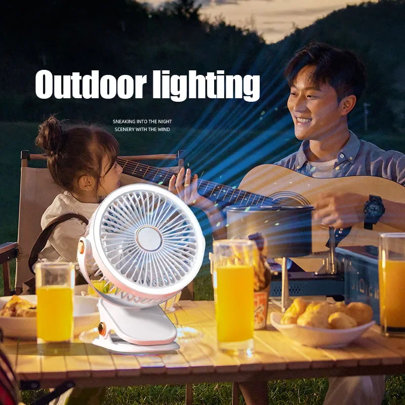 Five Gear Adjustable Desktop USB Rechargeable Lighting Fan Wall Mounted Office Aromatherapy Electric Fan for Home Office Outdoor