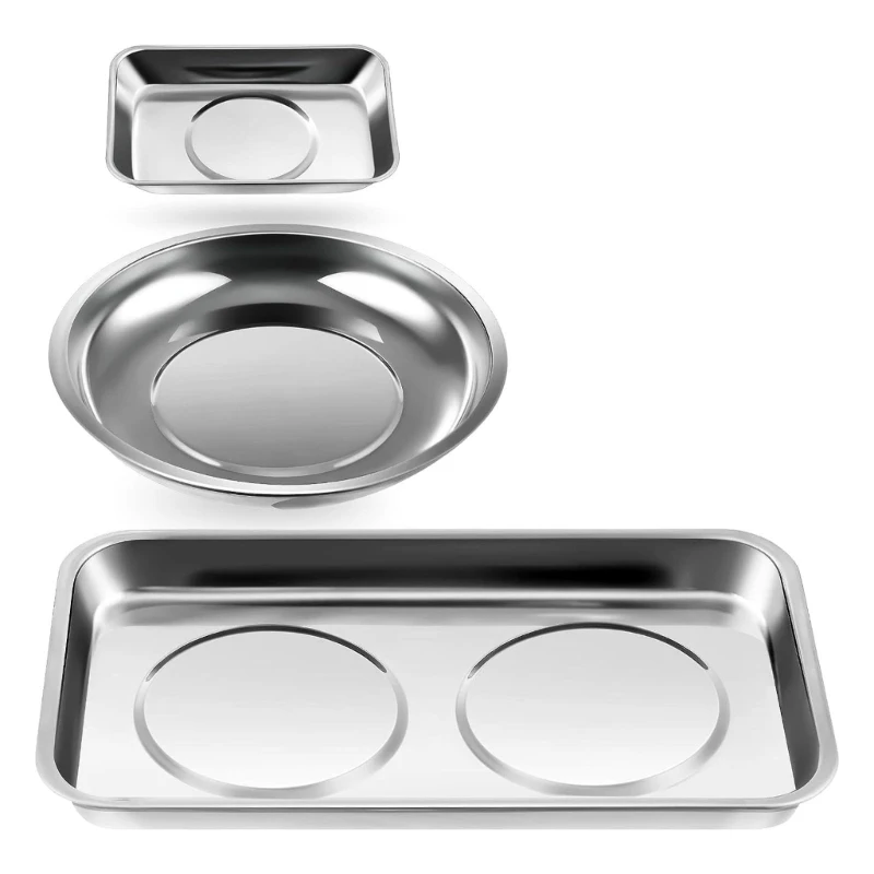 

3Pcs Stainless Steel Magnet Trays for Garage Office Home Use Mechanics Craftsmen