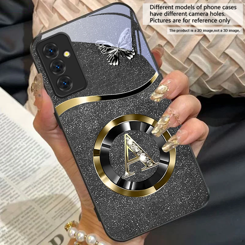 Gold Letter A Badge Glass Phone Case