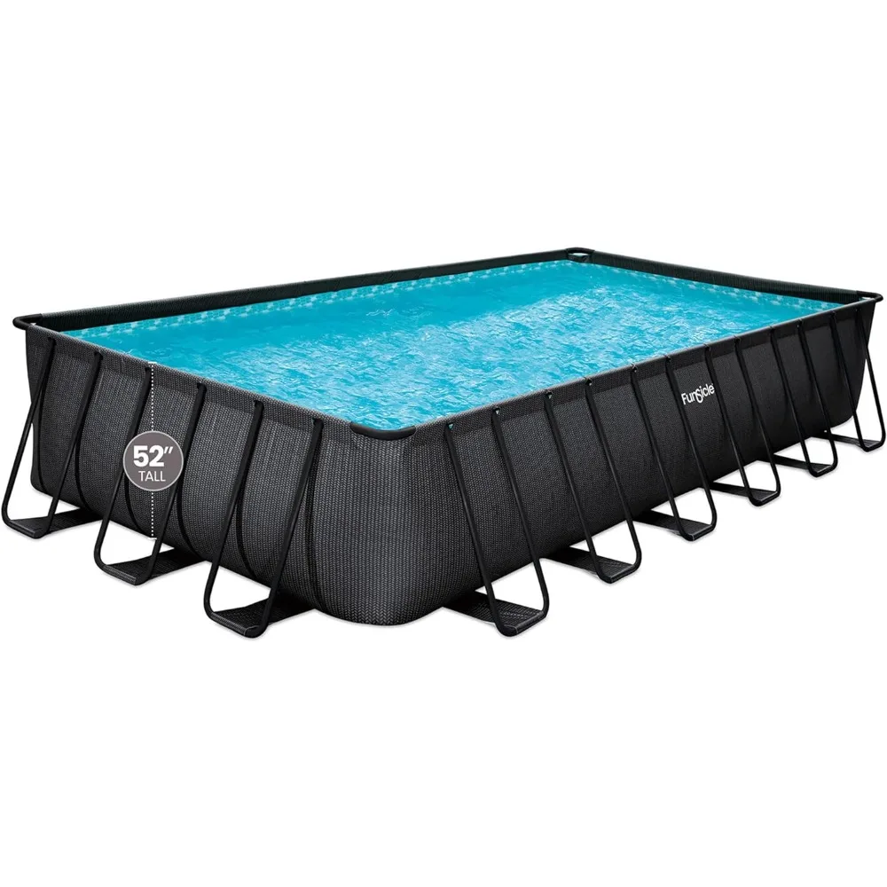 24' x 12' x 52" Oasis Designer Rectangular Frame Outdoor above Ground Swimming Pool with Accessories & Maintenance Kit