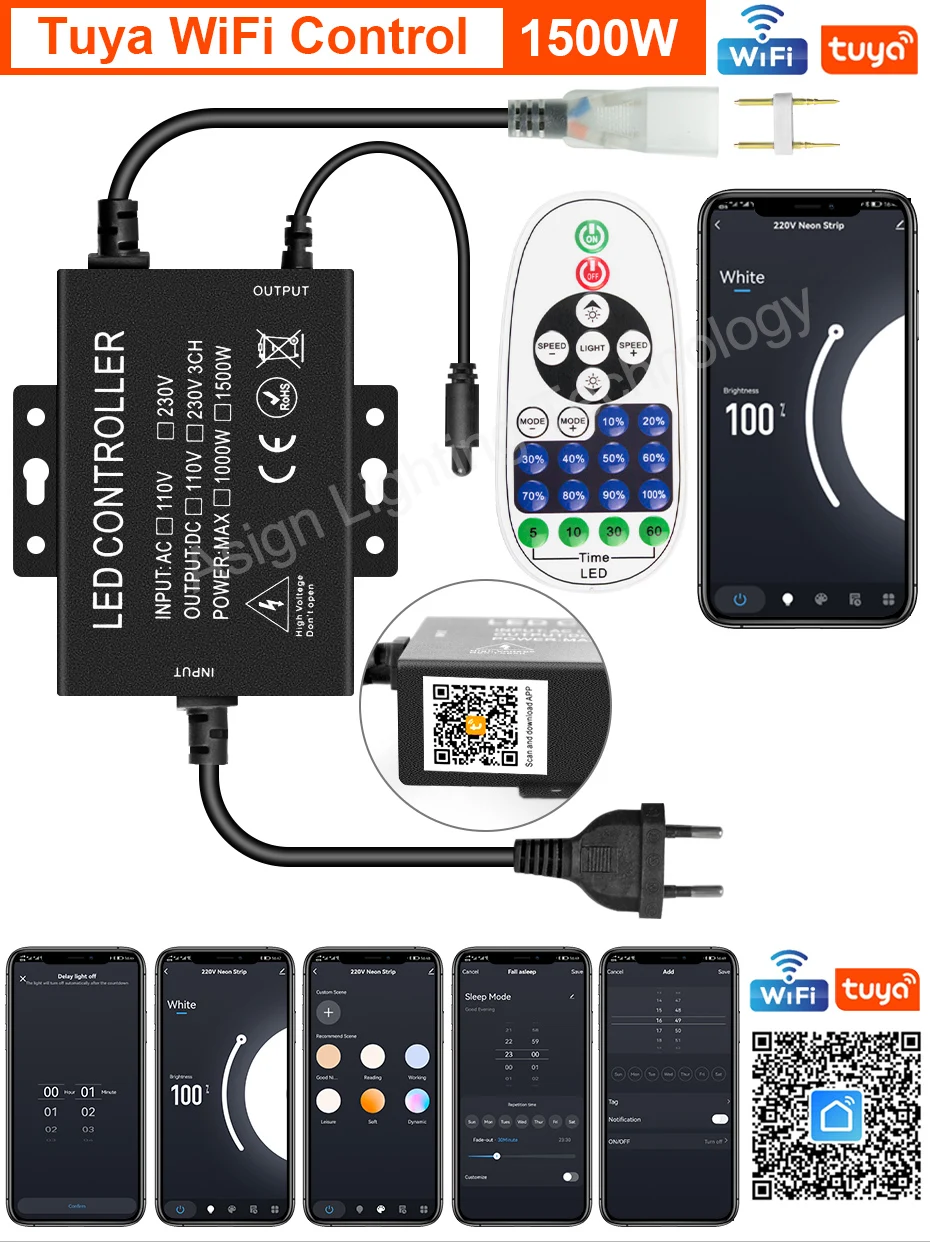 regulável 2pin 220v luz de néon bluetooth