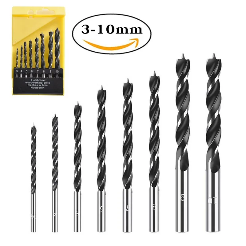 8pcs 310mm Twist Dril Bit Set Brad Point Wood Drill Bits Titanium