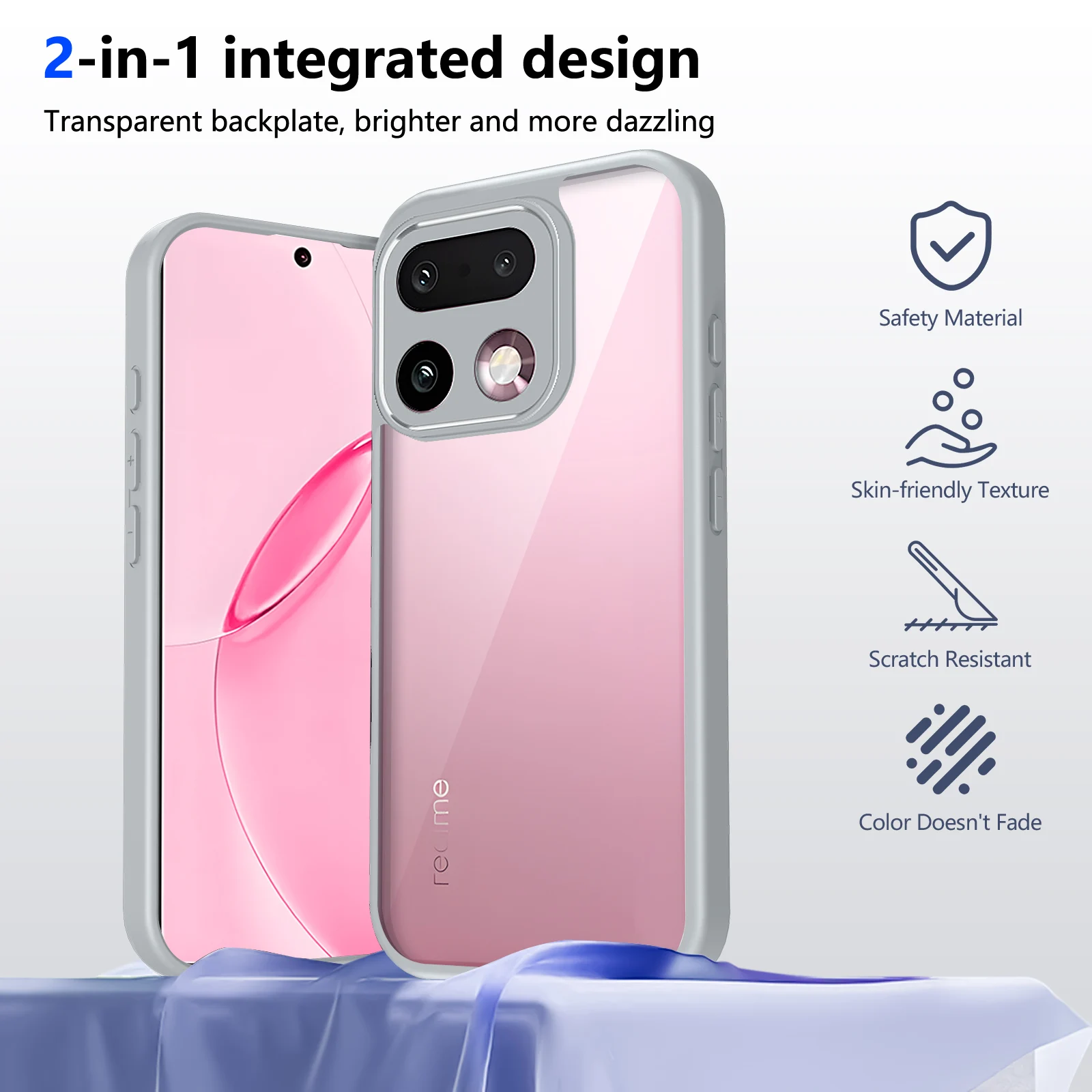 Enhanced Shockproof Silicone Bumper Clear Matte Back Cover