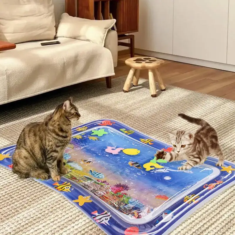 Sensor Water Playmat Thickened Water Sensor Play Mat For Cats Water Sensory Playmat With Fish For Pet Play Water Sensor Mat