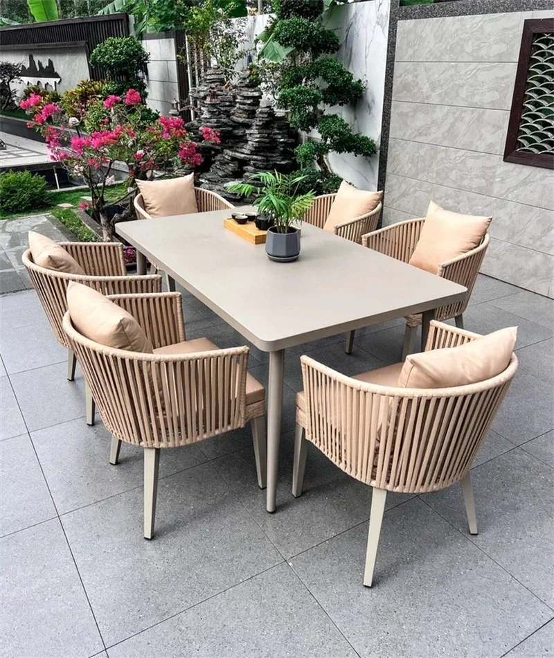 Aluminum Alloy Table and Chair Waterproof Sun-proof Outdoor Patio Furniture Set Outdoor Leisure Rope Chair Garden Furniture Sets