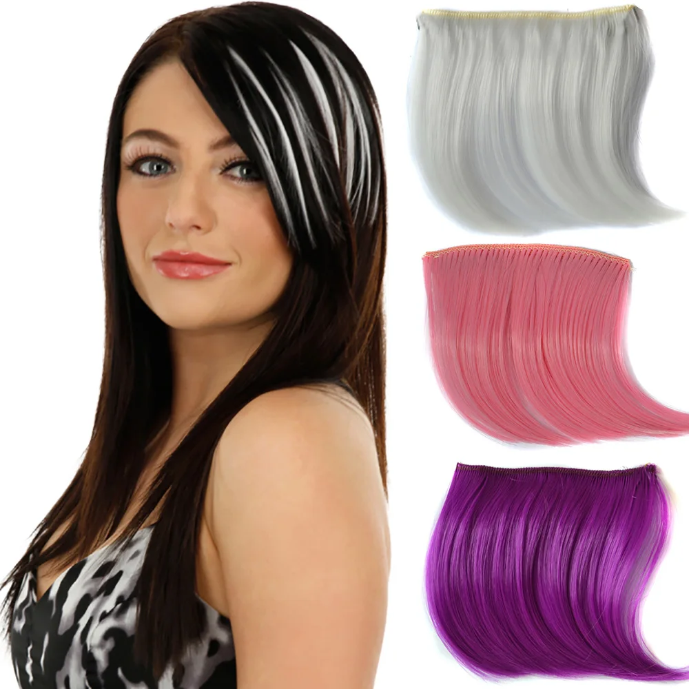 Zolin Synthetic Small Hair Bangs Extension Invisible Clip In Hair Gray Pink Red Colorful Colors Fringe For Cosplay Accessories synthetic bangs synthetic hair extension