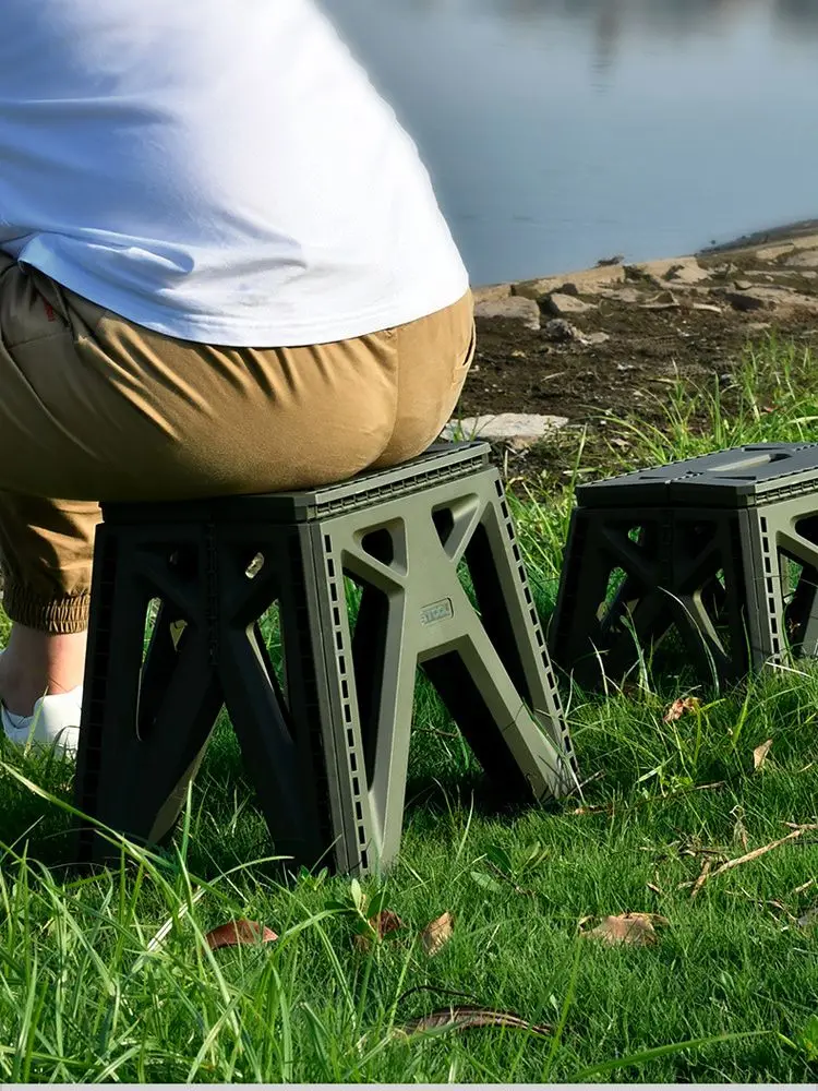 Outdoor Plastic Folding Stool Thickened Hand Carried Adult Low Stool Maza Kids Small Bench Camping Portable Fishing