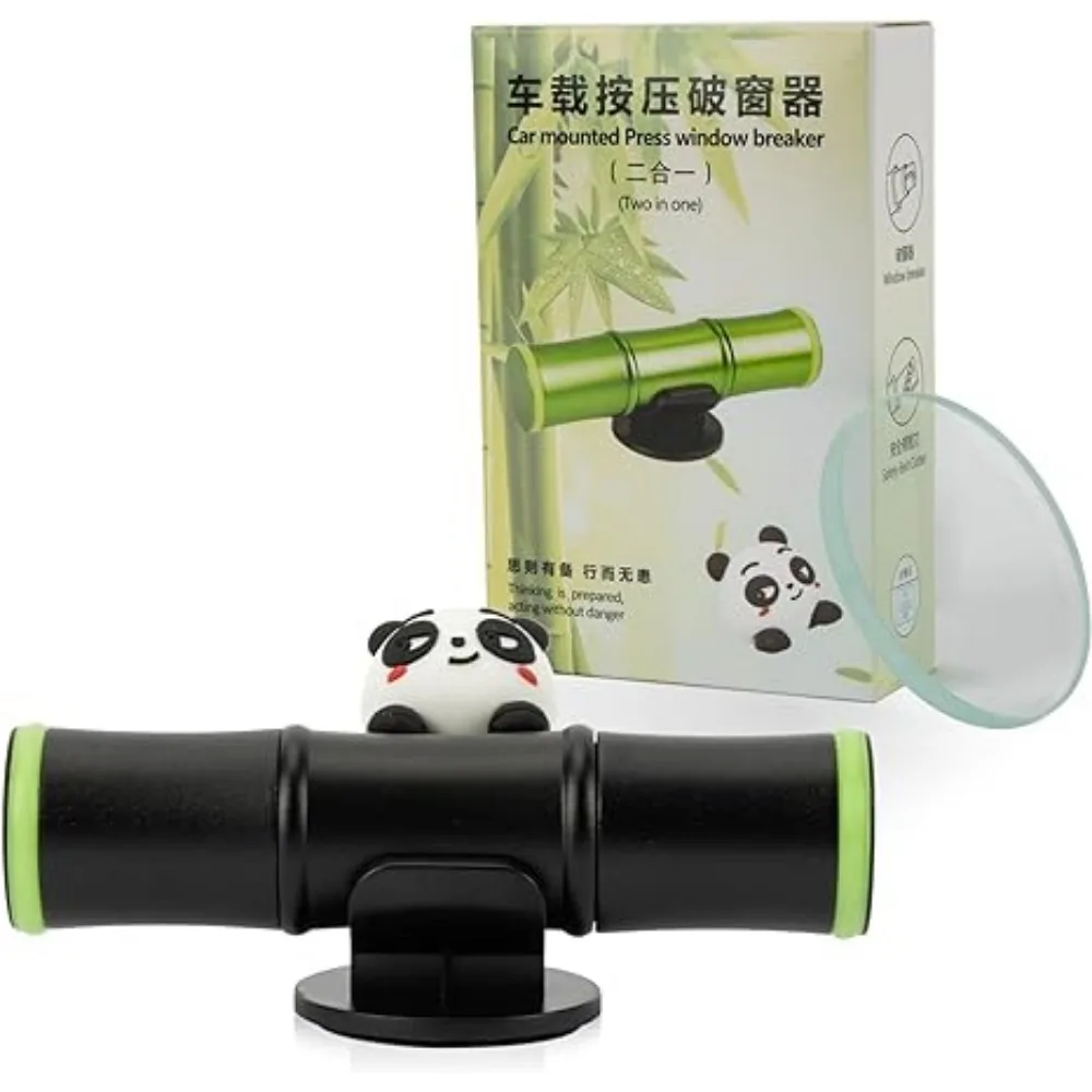 

Car Emergency Window Breaker & Seat Belt Cutter Safety Hammer with Panda Doll Bamboo Shape Car Emergency Kit 2-in-1