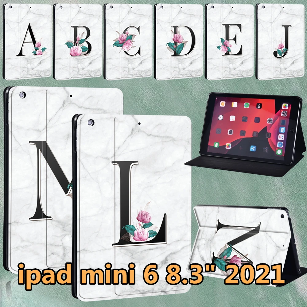 Custodia Per Ipad Mini 6 A2567 A2568 A2569 Custodia Funda Apple Ipad Mini 6 2021 8.3 "Pelle Nuova Custodia Protettiva Con Motivo A 26 Lettere
