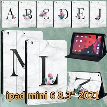 

Case for IPad Mini 6 A2567 A2568 A2569 Case Funda Apple IPad Mini 6 2021 8.3" Leather New 26 Letters Pattern Protective Cover