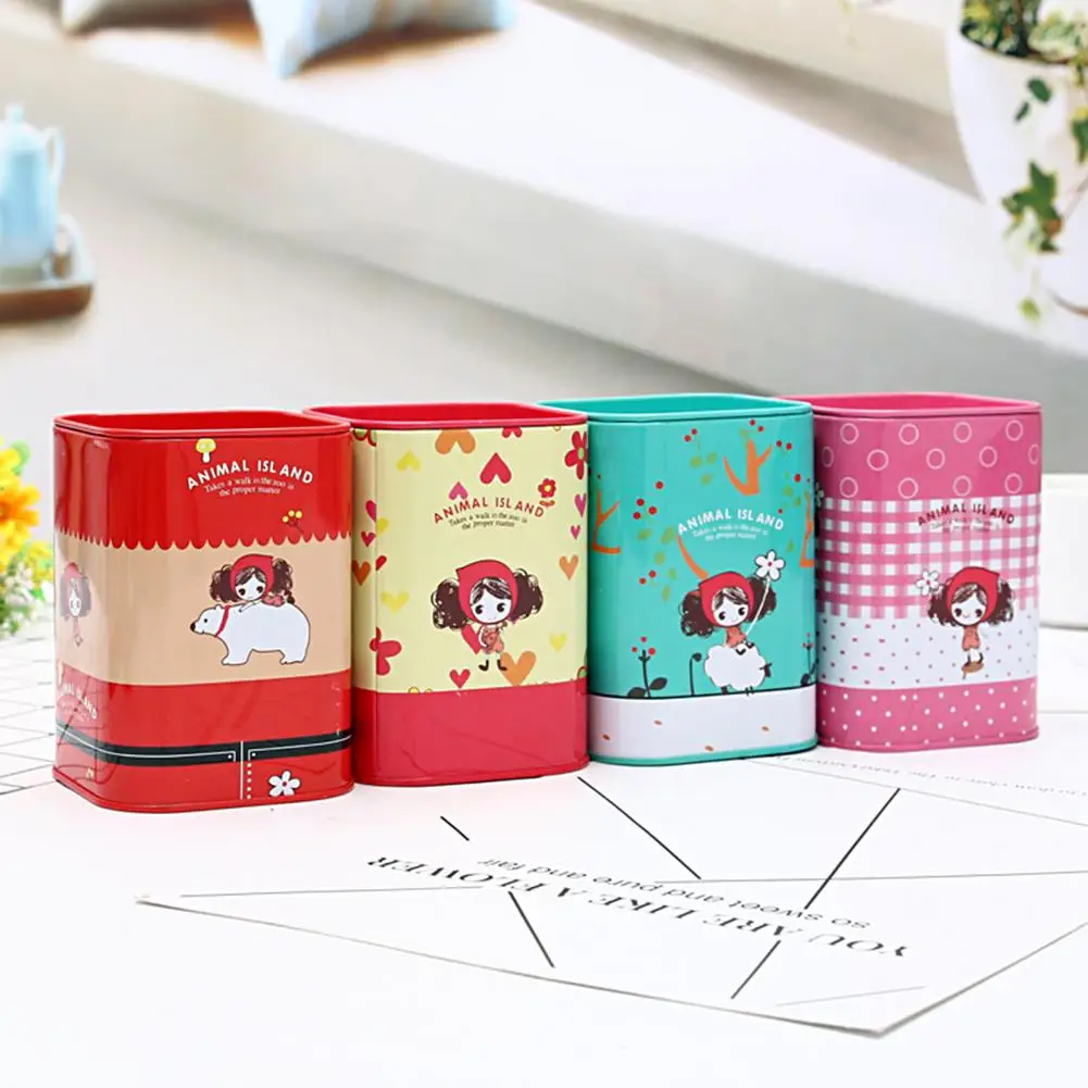 

Great Coin Saving Can Rust-proof Home Supplies Metal Square Cute Girls Piggy Bank Coin Saving Jar Piggy Bank