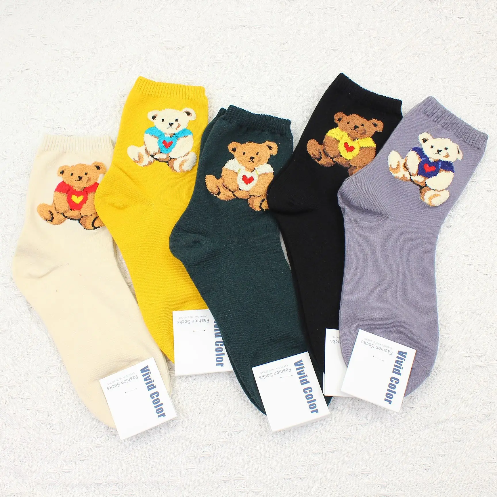 

10pairs/lot! Cartoon Bear Socks Women Autumn Winter Warm Socks Korean Cute Kawaii Harajuku Designer Fashion Socks Wholesale