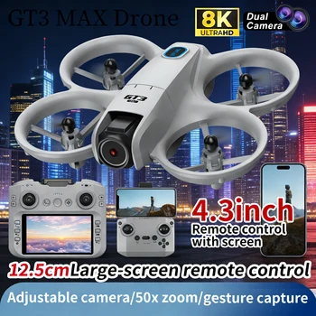 Nuovo Drone GT3 8K HD con Telecomando, Modalità Headless, Elicottero 360 ° Mini Drone Quadricottero FPV 5G WIFI Giocattolo per Bambini Regalo