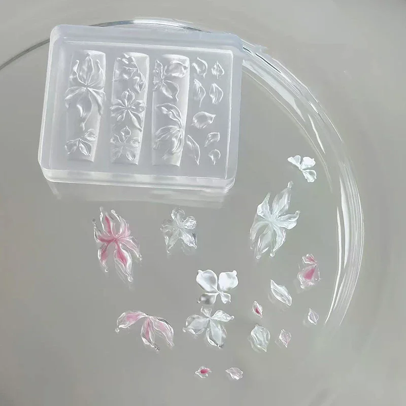 1개 백합 꽃 바다 조개 삼각형 산호 불가사리 3D 아크릴 네일 몰드 네일 장식 DIY 실리콘 매니큐어 몰드 네일 아트 몰드