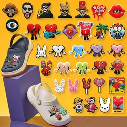 1pcs Hot Bad Bunny PVC Charms Singer Clog Pins New Album Cover Shoe Charms Fashion Shoe Decorations for Women Fans Souvenir Gift
