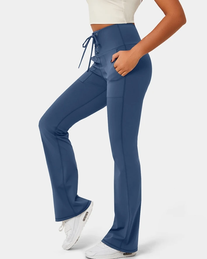 Women's Spring and Summer Leisure Versatile Commuting Fashion Lace-Up Quick Dry Active Flared Pants