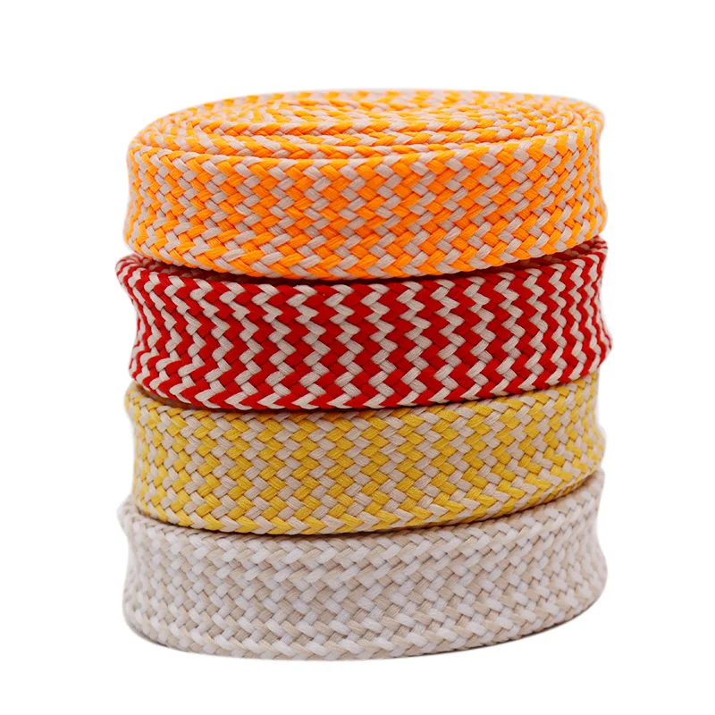 Weiou Lacet Clothing 18MM Machine Weaving Tape Solid Fatlace With Light Apricot Color Mixed Cordon 0.7