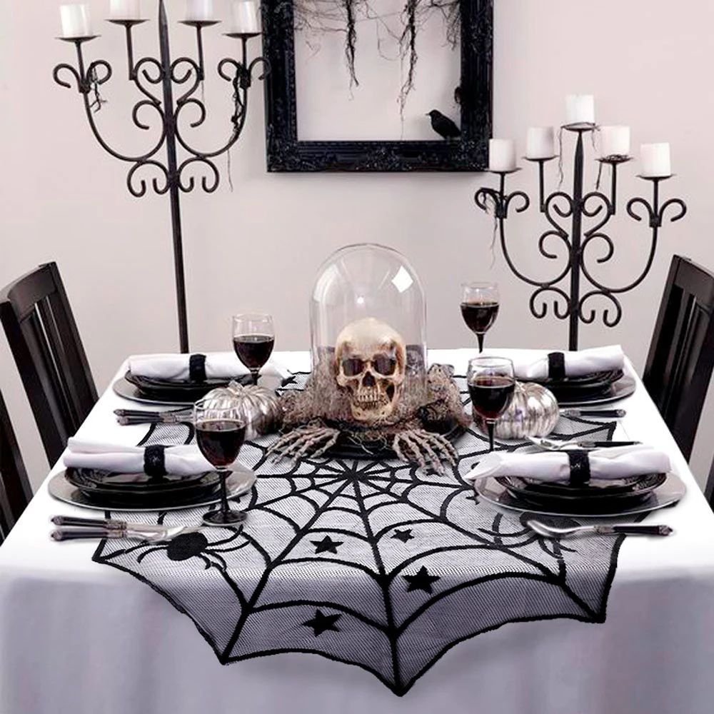 Décoration De Table Halloween Noire 45 X 183 Cm Toile D'araignée Avec