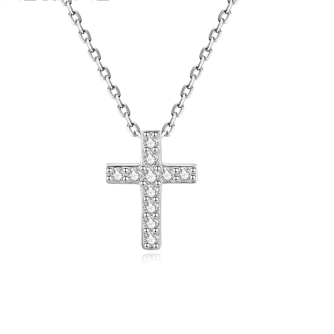 

Cross Sideway 925 Sterling Silver Cubic Zirconia Statement Necklace for Women Simulated Diamond Pendant