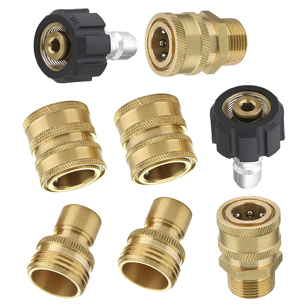 

High Pressure Washer Adapter Set Quick Disconnect Kit M22 14mm Swivel To 3/8'' Quick Connect, 3/4" To Quick Release Set Nozzle