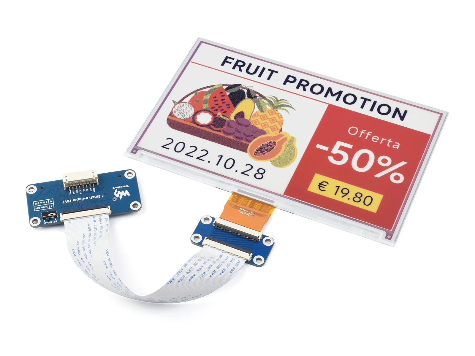 ̺꽦 7.3 ġ ACeP 7     ũ ÷ , 800  480 ȼ, 3.3V/5V mcus ȣȯǴ SPI 