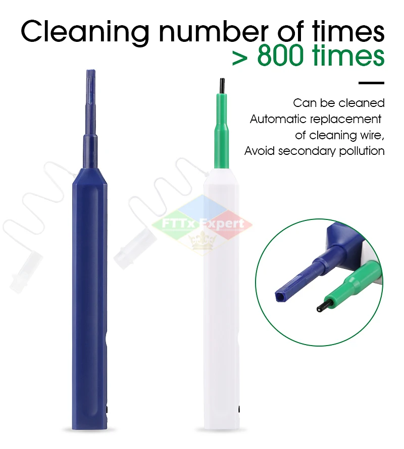2PCS One Click Cleaning Pen Fiber Cleaner 2.5mm LC MU 1.25mm SC FC ST LC Connector Optical Smart Cleane