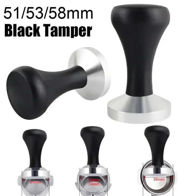 49mm/51mm/53mm/58mm Espresso Coffee Press Tamper with Wood Handle for Coffee Shop Stainless Steel Flat Base Coffee Maker Tools