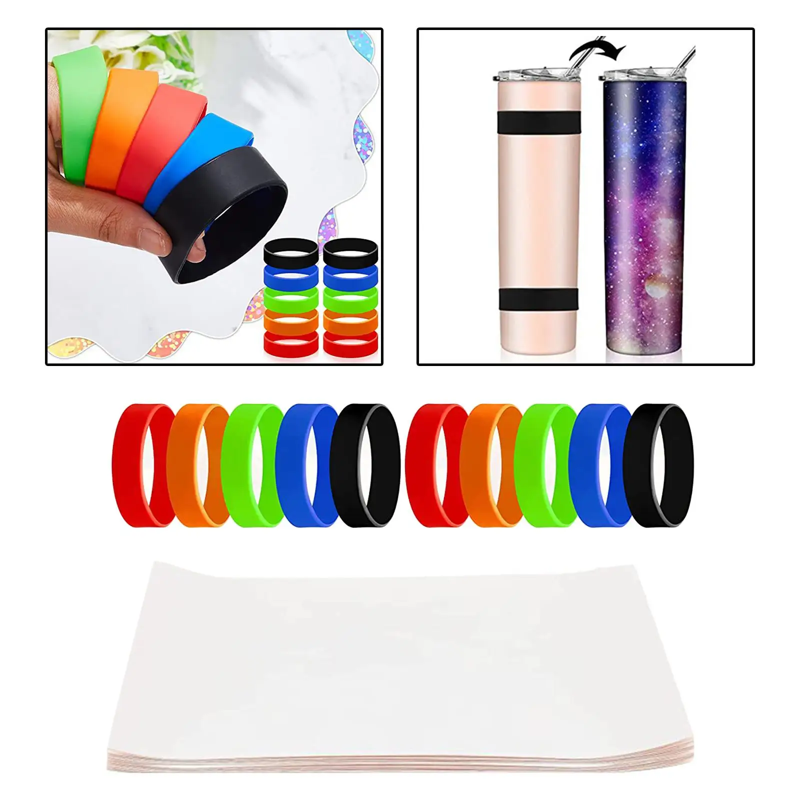 Silicone Bands for Sublimation Tumbler Shrink Wrap Sublimation Supplies 10  Pack