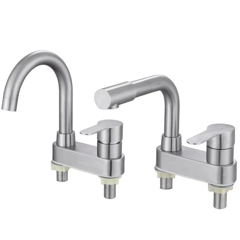 

Hot and Cold Bathroom Faucet Sink Mixer Faucet 304 Stainless Steel Brushed Bathtub Basin Faucet