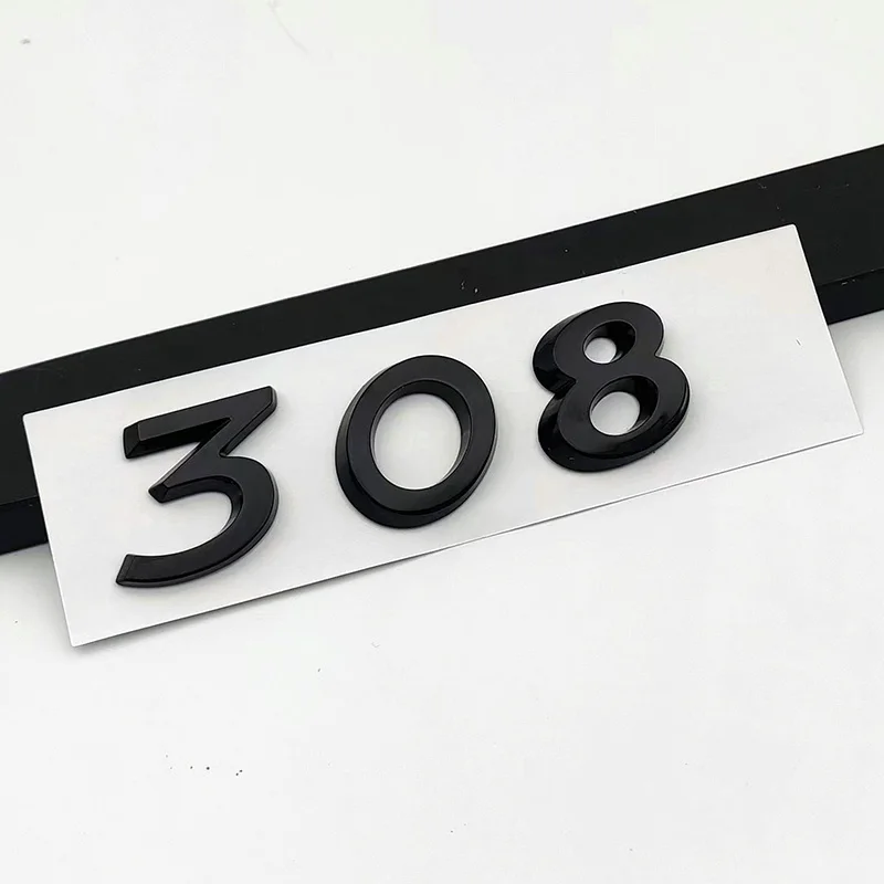 3d ABS Chrome Black Logo 308 Emblem Letters Car Trunk Badge For 308 SW T9 CC Adhesive Number Sticker Accessories