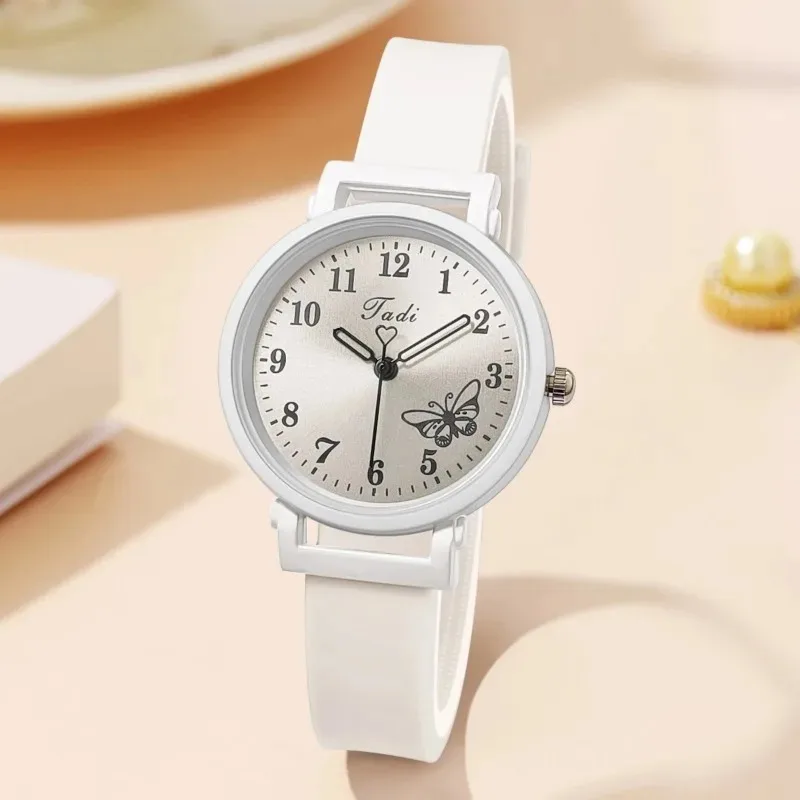 Simple Women's Watch Silicone Strap Ladies Butterfly Wristwatch Quartz Watches Casual Girls Watches Gift