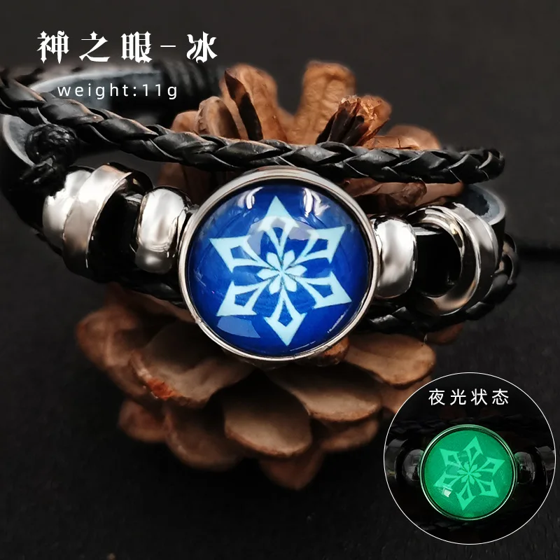 Anime Game Genshin Impact bracciale Cosplay Prop 7 Element arma Eye Of Original God bracciali in pelle donna uomo Bangle Jewelry