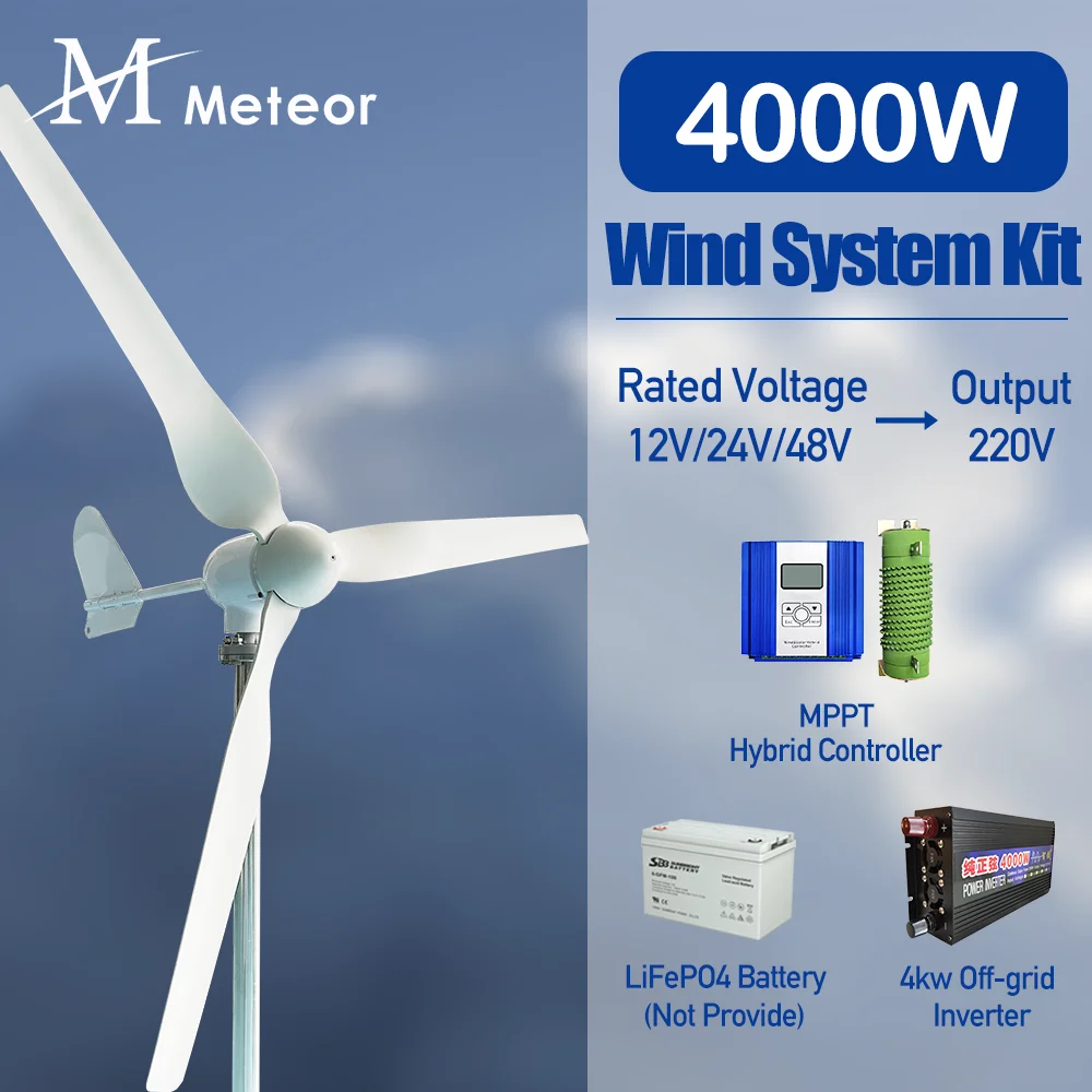 4000w Hoch leistungs windkraft anlage Generator Windkraft komplettes System Kit Leistung 220V für Haushalts geräte Elektro generator Camping