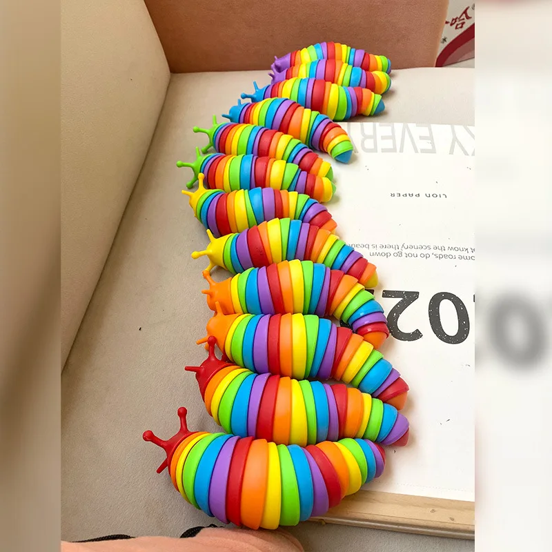 3D Slug Fidget Toy Colorful Slug Snail Toy Articulated Flexible All Ages Relief Anti-Anxiety Sensory Toys for Children 3