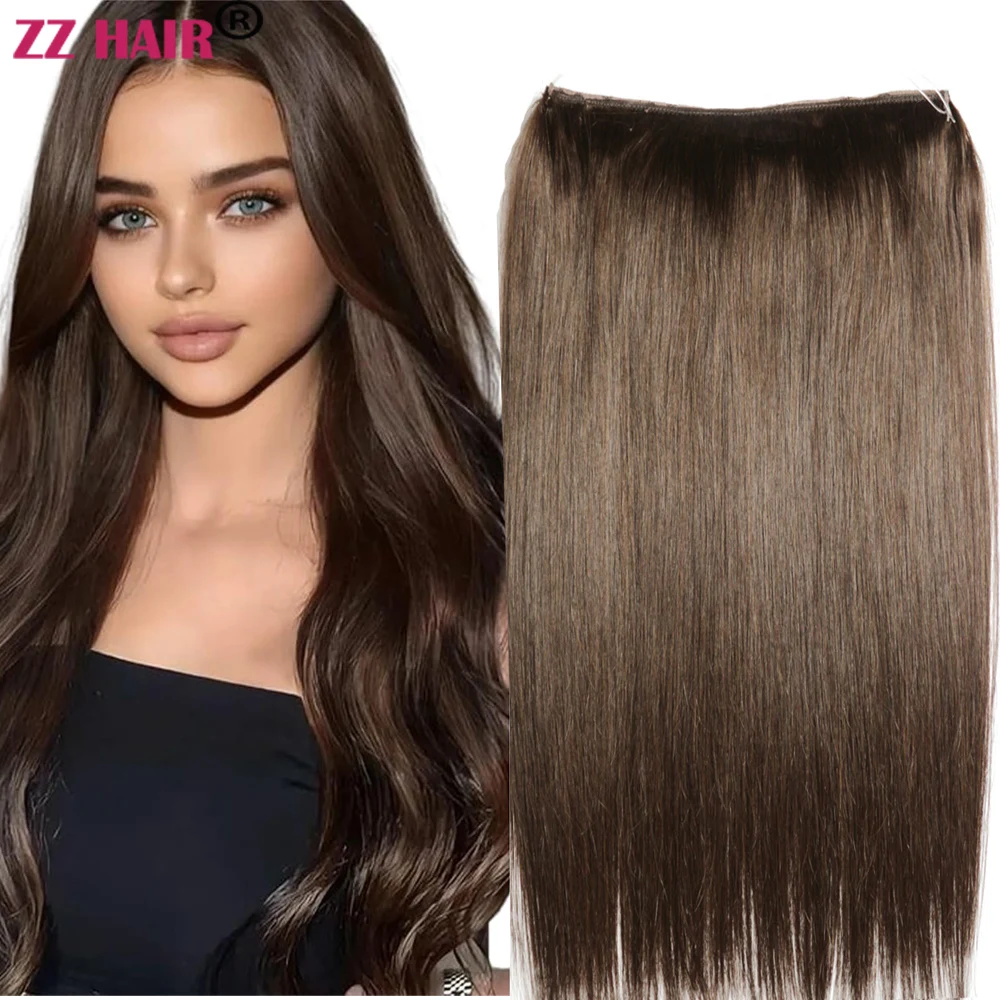 ZZHAIR Human Remy Hair Extensions 16"-26" 200g-220g Fish Line In No-lace Natural Straight No Clips