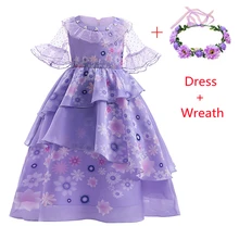 

Encanto Madrigal Dress 2022New Purple Print Cosplay Costume For Kids Carnival Mirabel Dress Flower Girls Princess Dress Vestidos