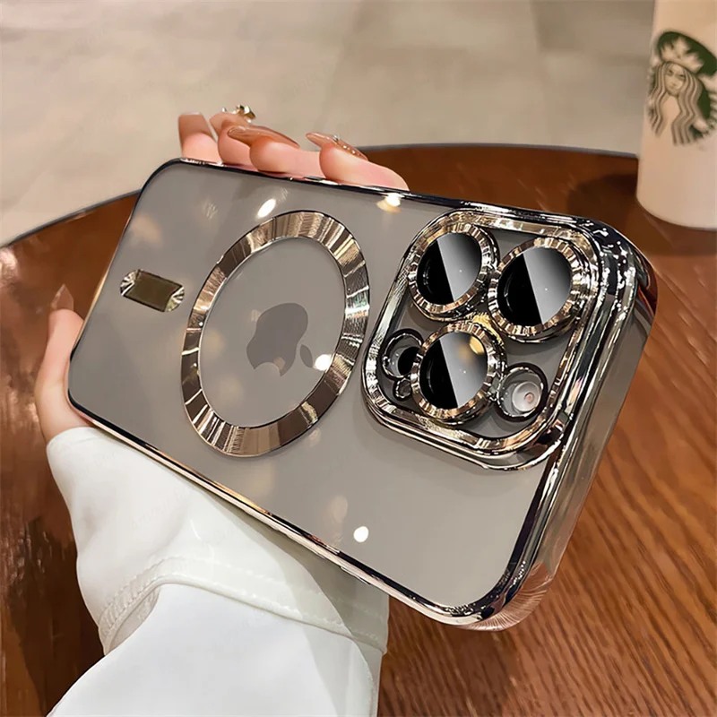 Premium Desert Gold Phone Case with MagSafe and Magnetic Lens Protector - Soft Clear Cover