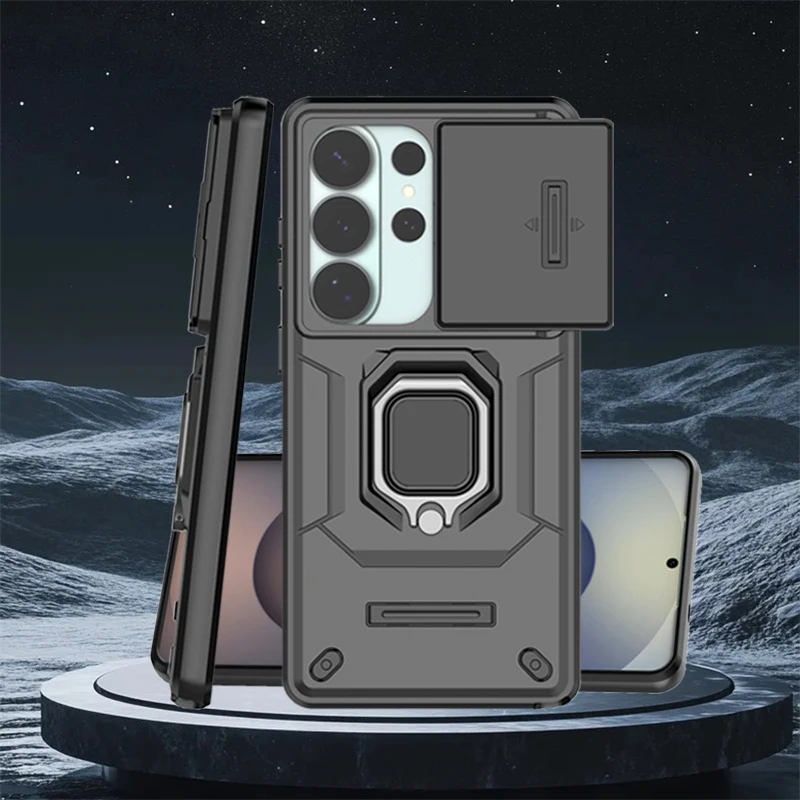 Enhanced Lens Sliding Window Shockproof Phone Holder with Magnetic Protector Cover