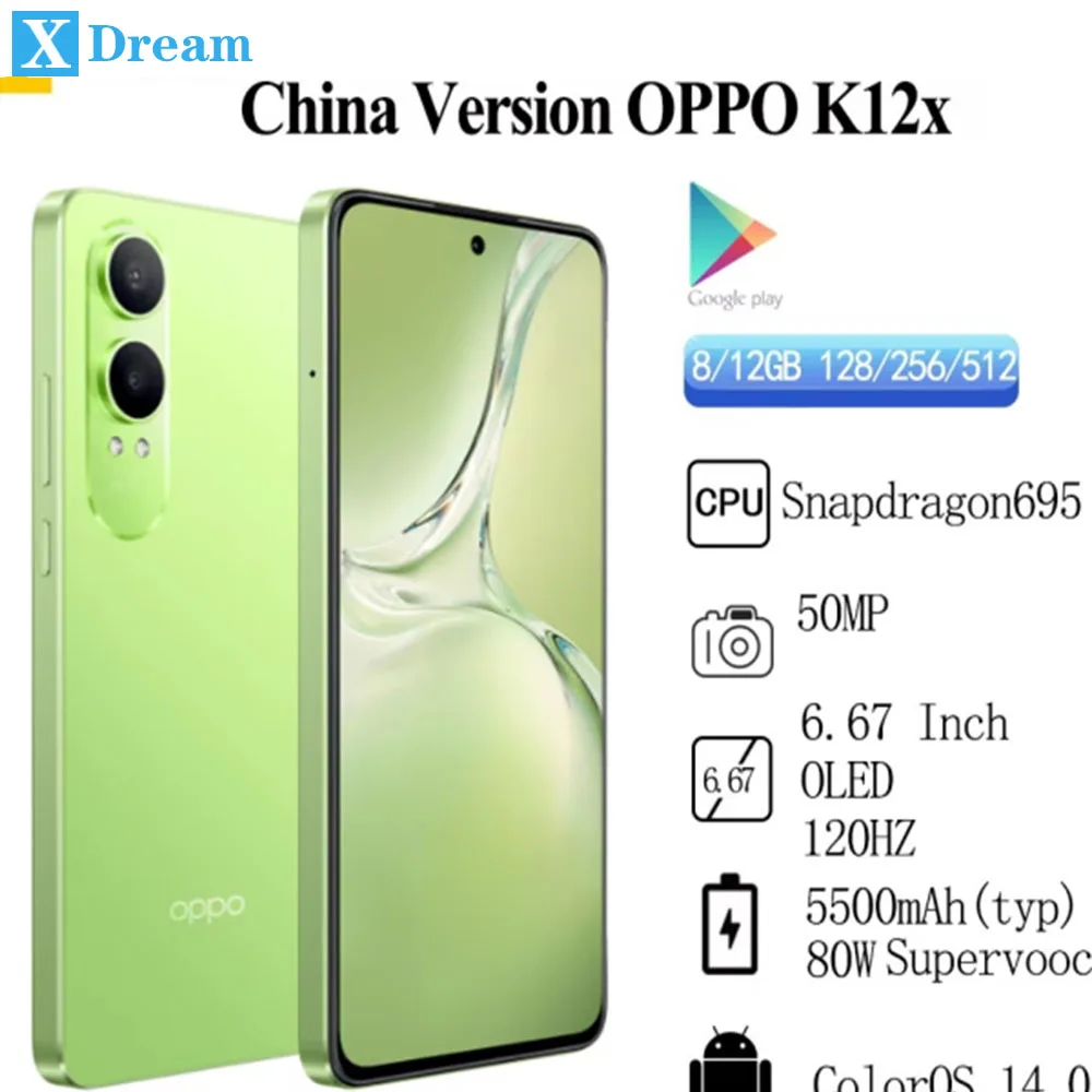 Original OPPO K12x 5G 50MP Rear Camera Snapdragon695 6.67'' OLED