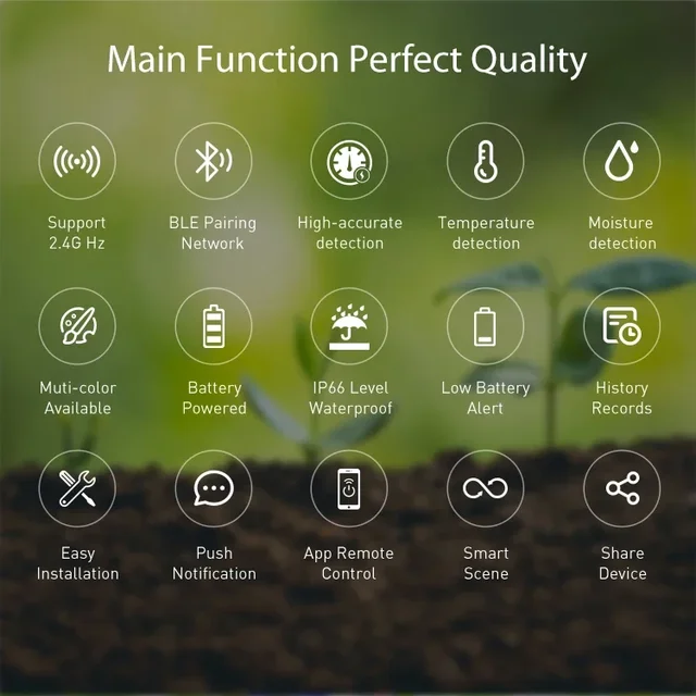 Tuya Smart Wireless App Remote Control Waterproof IP66 Solar Soil Temperature and Humidity Moisture Sensor 5