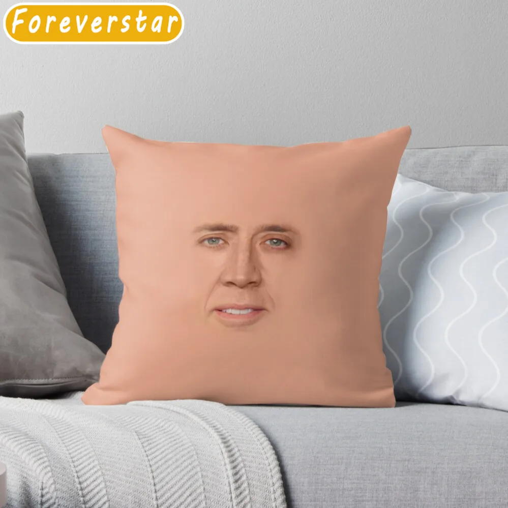 

Nicolas Cage Face Throw Pillow Cushion Cover Polyester Pillow Case For Sofa Home Living Room Car Seat Decor 45x45cm Funda Cojin