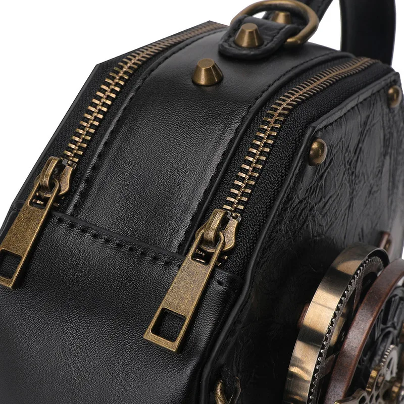 Steampunk PU Leather Crossbody Bag Gothic Retro Handbag Industrial Style One Shoulder High Quality Trends Fashion Atmosphere