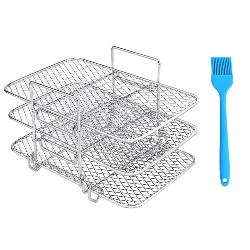 

M2EE Three-tier Grill Steaming Rack Safe Stainless Steel Material Air Fryer Accessories Air Fryer Rack Multi-layer Racks