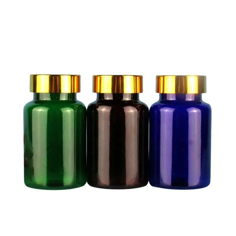 

120ml Plastic Empty Medicine Capsules Refillable Bottle, DIY 120cc Green/Blue/Brown Convenient Tablets/Pills Packing Container