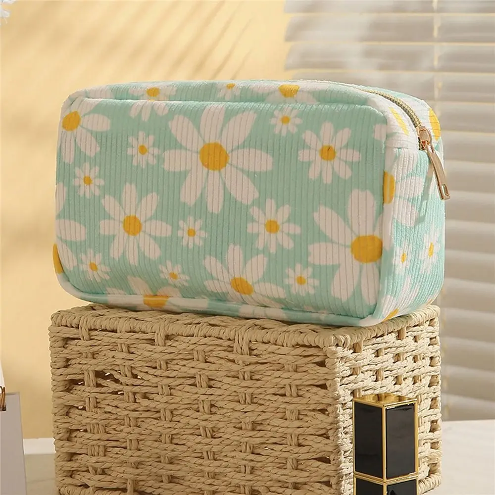 Makeup Brush Skincare Corduroy Makeup Bag Fashion Printed Large Capacity Cosmetic Bags Travel Toiletry Organizer Bag for Women 2