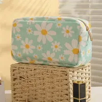 Makeup Brush Skincare Corduroy Makeup Bag Fashion Printed Large Capacity Cosmetic Bags Travel Toiletry Organizer Bag for Women 2